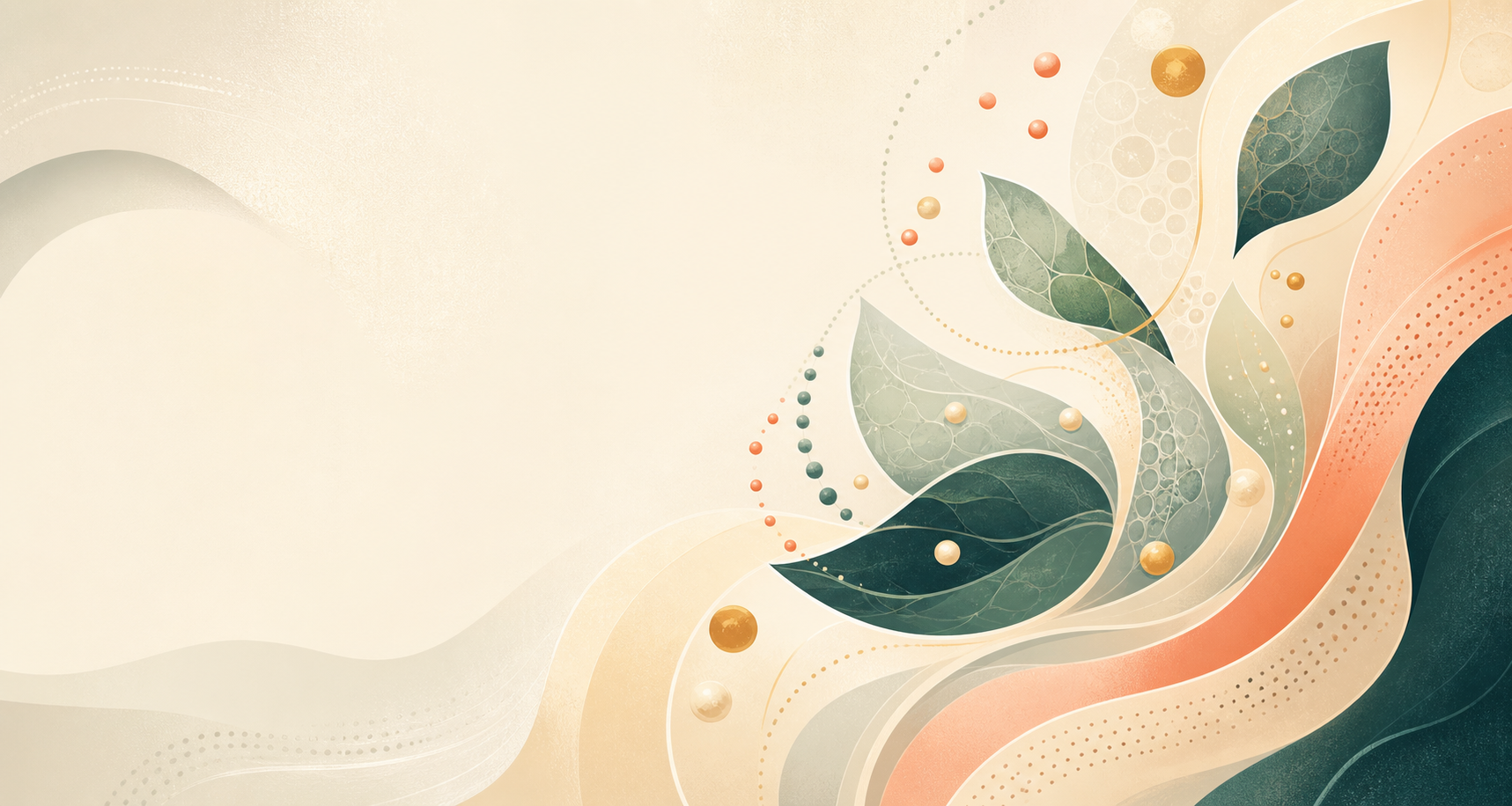 Abstract green and coral illustration suggesting biological healing pathways